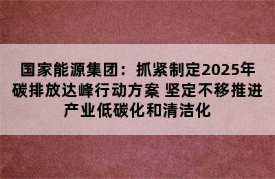 国家能源集团：抓紧制定2025年碳排放达峰行动方案 坚定不移推进产业低碳化和清洁化